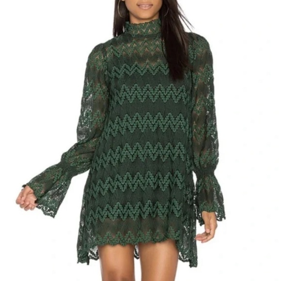 FREE PEOPLE Simone Lace and Crochet Mini Shift Dress SZ: L - Picture 3 of 6